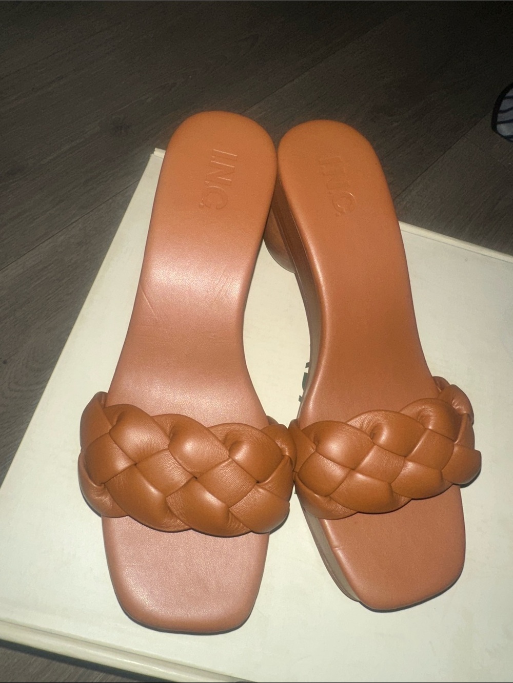 I.N.C Braided Slide Sandals in Cognac - Women